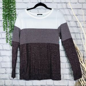 NWT Stitch Fix Pink Clover Macy Mixed Material Purple Knit Top, Size Small